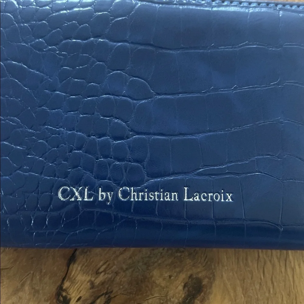 NWT CXL by Christian Lacroix Blue Croc-Embossed Faux Leather Bifold Wallet NWT - Picture 11 of 11